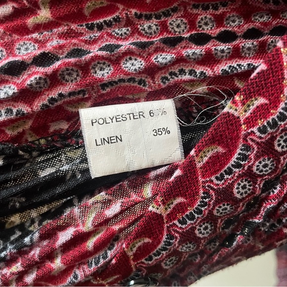 Cash Donna Blouse Lightweight Sparkle Linen Red / Black - Picture 7 of 7